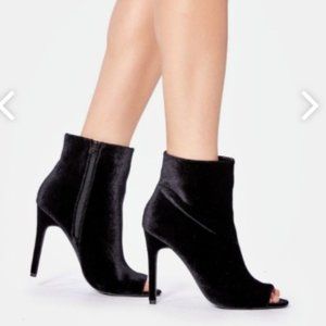 Velvet Open Toed Booties - NWOT